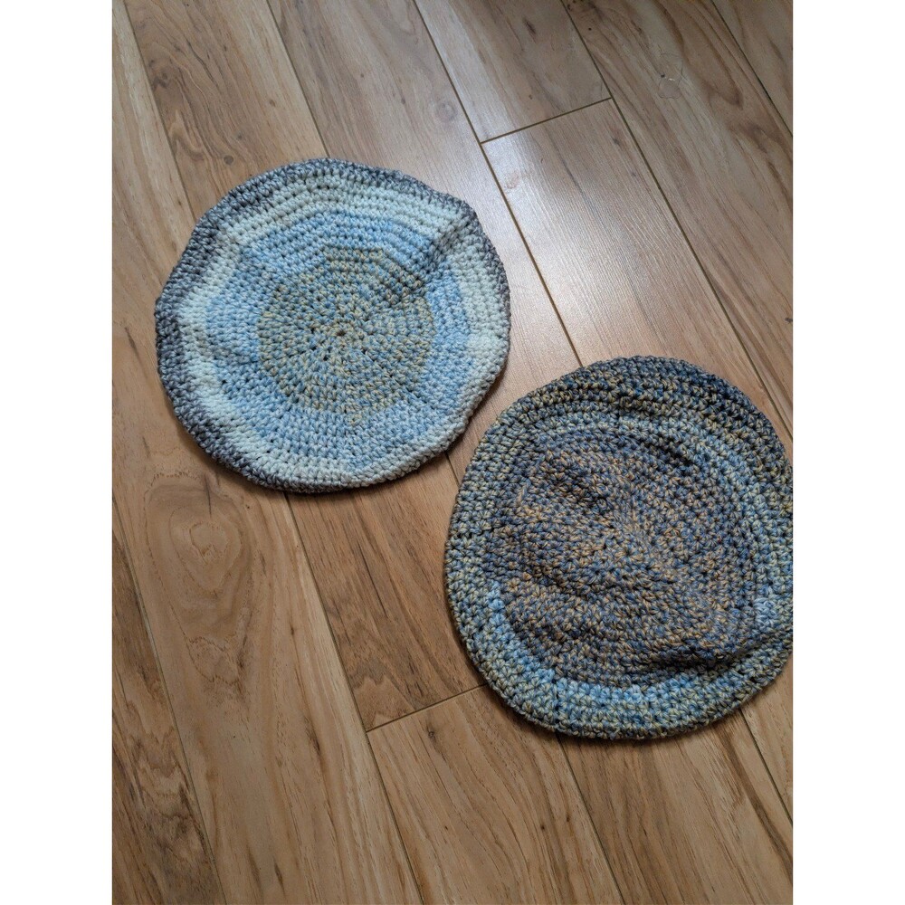 Bundle of 2 Handmade Crochet Beret Hats - French Artist Slouchy Tams - Blue
